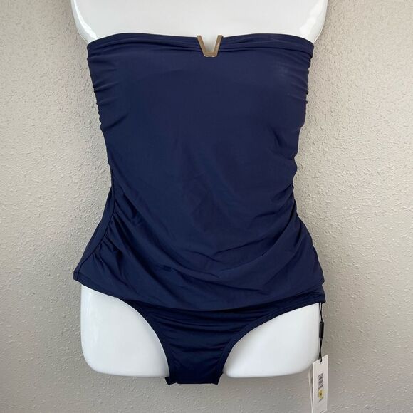 NWT Calvin Klein Navy Blue Tankini Top and Matching Bottoms Multiple Sizes - Picture 1 of 4